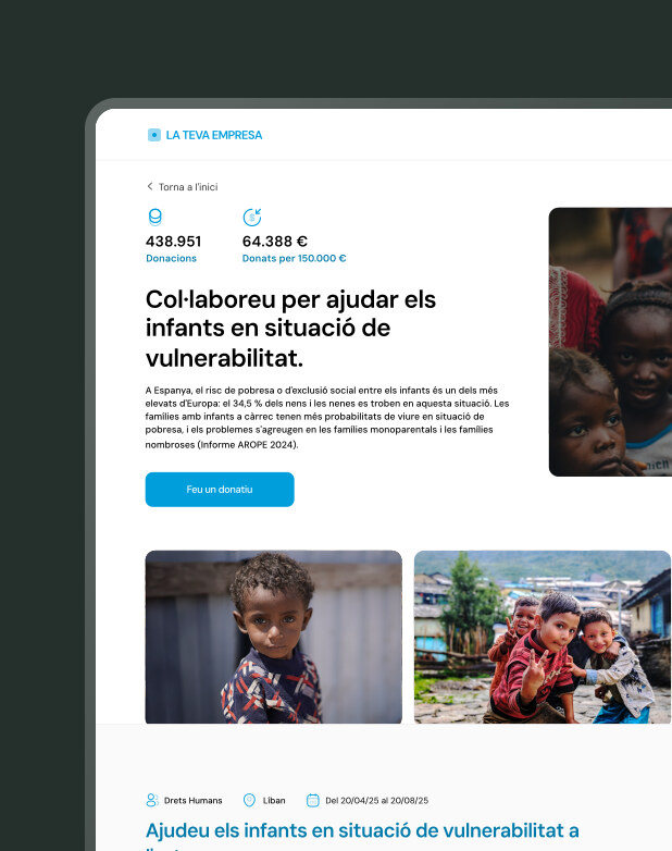 La pàgina d'un portal solidari