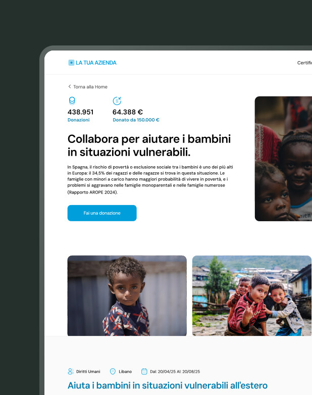 La pagina di un portale solidale